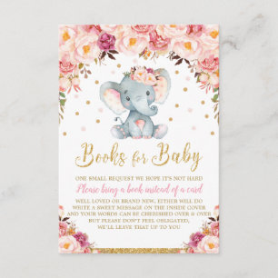 Florales Elefant-Baby-Shower-Bring-a-Book-Karte Mä Begleitkarte