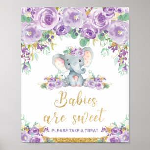 Florales Elefanten-Baby-Shower-Babys sind süße Lec Poster