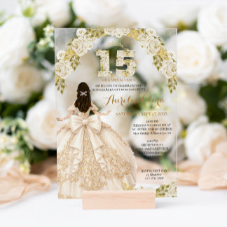 Florales Elfenbein Prinzessinnen Kleid Kokette Qui Acryleinladungen
