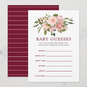 Florales Erröten und Burgunder Baby Shower Baby Ve Einladung