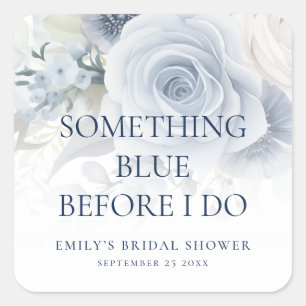 Florales Etwas Blaues Vor meiner Bridal Shower Quadratischer Aufkleber