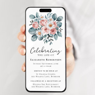 Florales Eukalyptus-Boho-Begräbnis Digital Evite Einladung