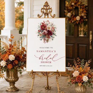Florales Eukalyptus-Herbst-Braut-Party-Willkommens Poster
