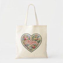 Florales falsches Stickerei-Herz-Mama