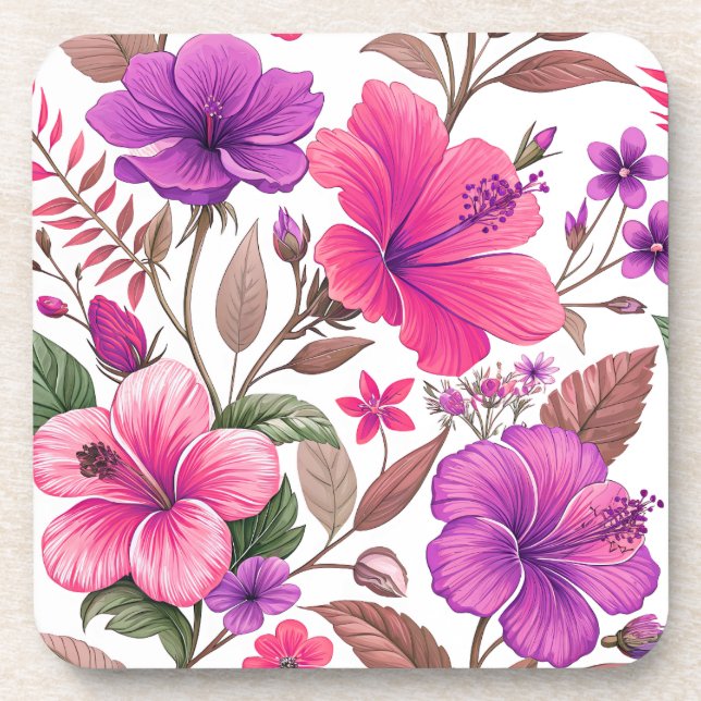 Florales Farbenmeer, Duschvorhang Getränkeuntersetzer (Vorderseite)