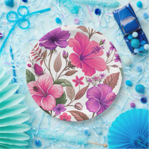 Florales Farbenmeer, Duschvorhang Pappteller