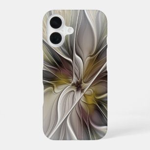 Florales Fraktal, Fantasie-Blume mit Erdtönen iPhone 16 Hülle