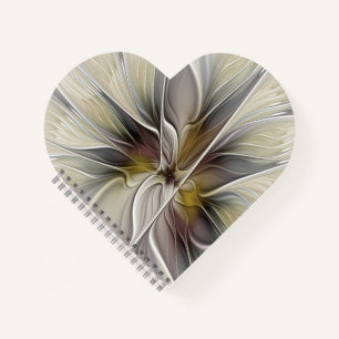Florales Fraktal, Fantasie-Blume mit Erdtönen Notizbuch