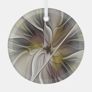 Florales Fraktal, Fantasieblume mit Erdtönen Ornament Aus Glas
