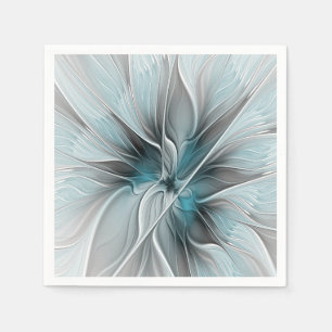 Florales Fraktal Modernes Abstraktes Blumen Blau G Serviette