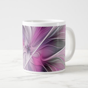 Florales Fraktal Modernes Abstraktes Blumen Pink G Jumbo-Tasse