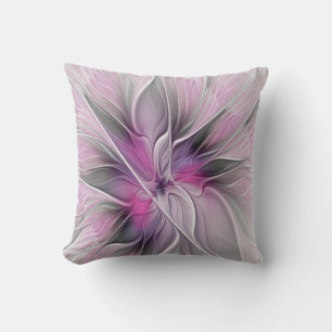 Florales Fraktal Modernes Abstraktes Blumen Pink G Kissen