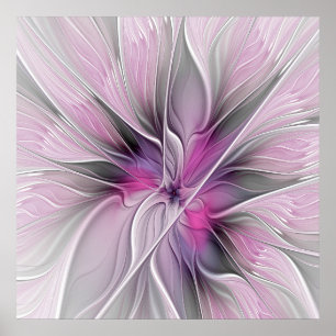 Florales Fraktal Modernes Abstraktes Blumen Pink G Poster