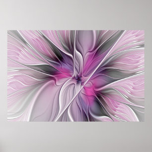 Florales Fraktal Modernes Abstraktes Blumen Pink G Poster