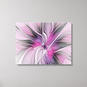 Florales Fraktal Modernes Abstraktes Blumen Rosa G Leinwanddruck