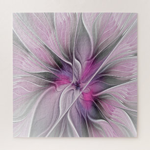 Florales Fraktal Modernes Abstraktes Blumen Rosa G Puzzle