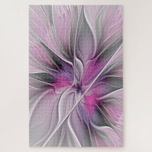 Florales Fraktal Modernes Abstraktes Blumen Rosa G Puzzle