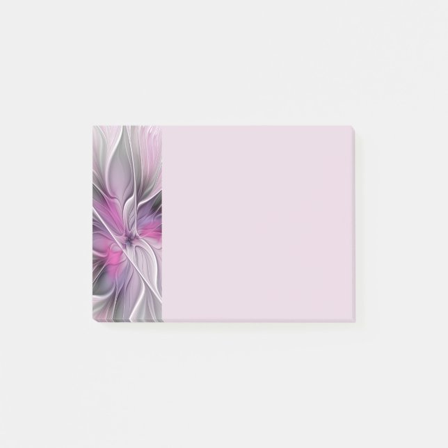 Florales Fraktal Modernes Abstraktes Blumenmuster  Post-it Klebezettel (Vorderseite)