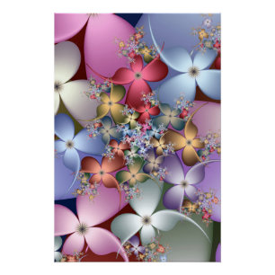 Florales Fraktal Pastell Dreamcore-Ästhetik-Kunst Poster