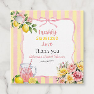 Florales Frisch Gepressten Pink Zitronen Brautpart Geschenkanhänger