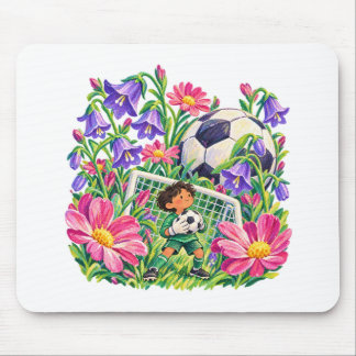Florales Fußballtorwart-Geschenk in Lila Rosa für Mousepad