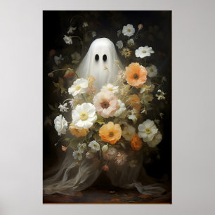Florales Geist-Porträt-Druck, Gruselig Gotisch Poster