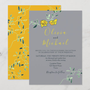 Florales Gelb- und Grau-Minimoni-Hochzeit Einladung