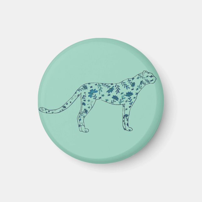 Florales Gepard Magnet (Vorne)