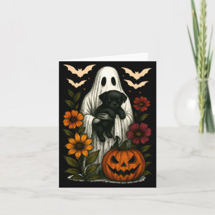 Florales Gespenst Schwarzer Hund Coquette Lustiger Karte
