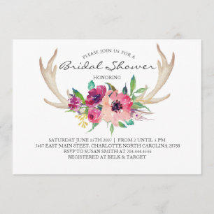 Florales Geweih Boho Duscheinladung Einladung