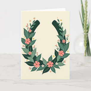 Florales Glückshufeisen-Kartenblatt Karte
