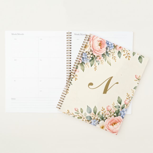 Florales Gold-Monogramm-Planer Planer (Anzeige)