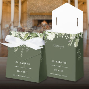 Florales Grün Monogramm Olivgrüne Hochzeit Geschenkschachtel