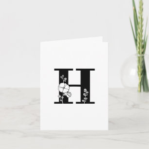 Florales H-Monogramm auf weißer Notizkarte