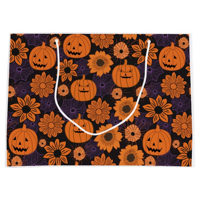 Florales Halloween Große Geschenktüte (Vorderseite)