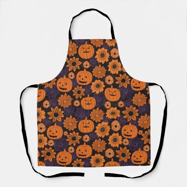 Florales Halloween Schürze (Vorderseite)