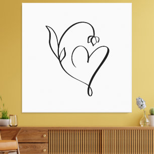 Florales Herz – Minimalistische Linienkunst  Leinwanddruck