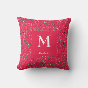 FLORALES Himbeer Personalisiert MONOGRAMM Kissen