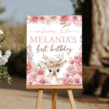 Florales Hirsch-Schild zum ersten Geburtstag