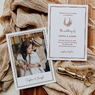 Florales Hufeisen Foto Western-Hochzeit Einladung