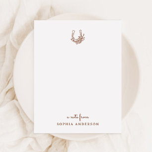 Florales Hufeisen Minimalist Chic Western Monogram Mitteilungskarte