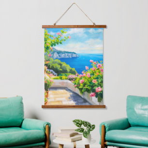 Florales Italien Wandteppich Mit Holzrahmen