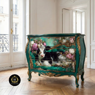 Florales Kalb auf Sofa Möbel Decoupage Seidenpapier