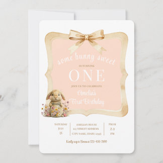 Florales Kaninchen-Mädchen-Party-Template Einladung