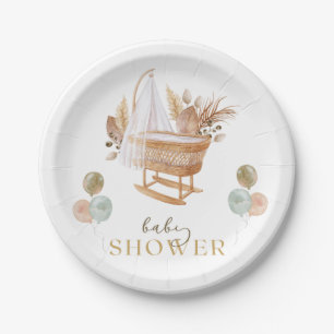 Florales Kinderwiegen-Babyshower im Herbst Pappteller