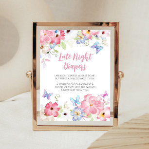Florales Kleiner Schmetterling Späte Nacht Windeln Poster