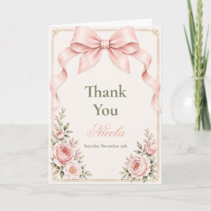 Florales Koketten-Schleifen-Baby-Shower Dankeskarte