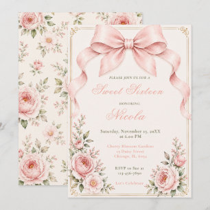 Florales Kokettenband Sweet Sixteen Einladung
