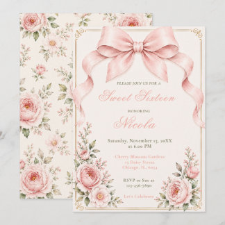 Florales Kokettenband Sweet Sixteen Einladung