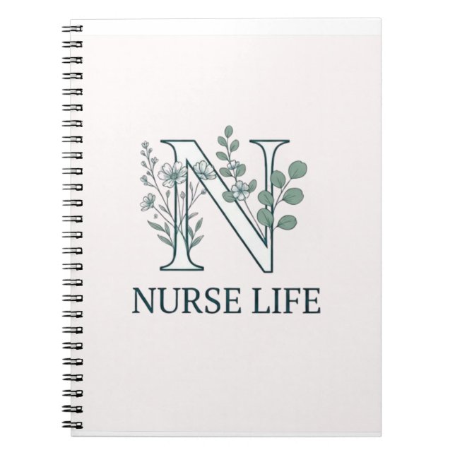Florales Krankenpfleger-Leben Monogramm N Notizblock (Vorderseite)
